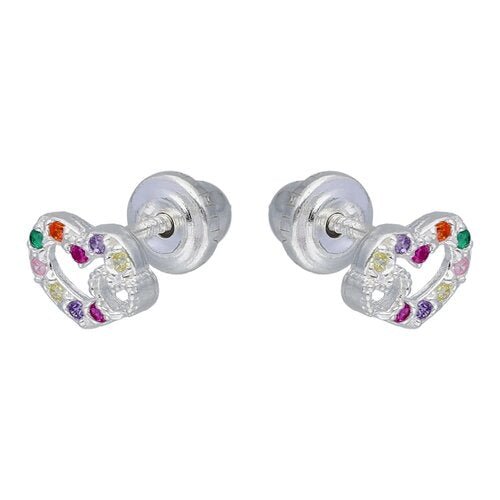 Aros de plata 925 con Corazones Circones Multicolor - Mi tienda en línea