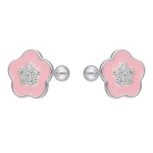 Aro de plata con Tope Flor Esmaltada Circones - Mi tienda en línea