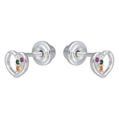 Aro de plata Corazón Circones Multicolor - Mi tienda en línea