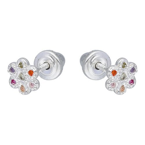 Aro de plata Flor Circones Multicolor - Mi tienda en línea