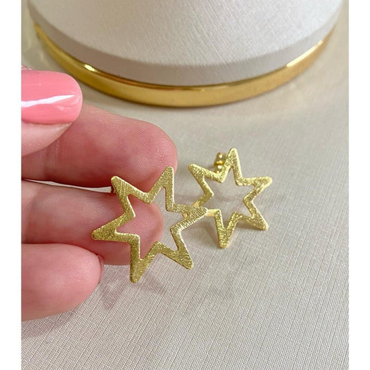 AROS BAÑADO EN ORO ESTRELLAS - Mi tienda en línea