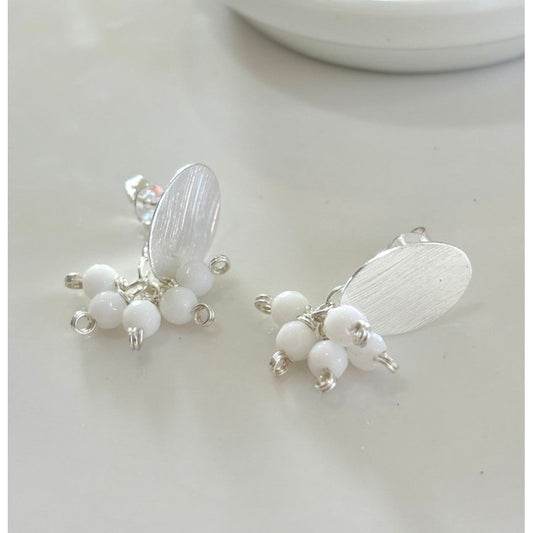 AROS BAÑADOS EN PLATA PIEDRA BLANCA - Mi tienda en línea