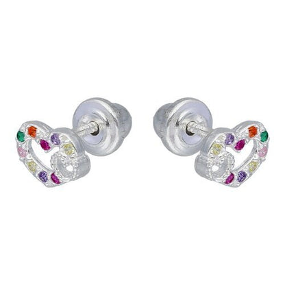 Aros de plata 925 con Corazones Circones Multicolor - Mi tienda en línea