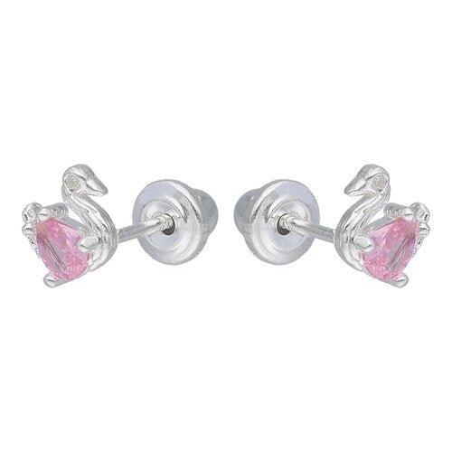 Aros de plata Cisne Circón Rosa Francia - Mi tienda en línea