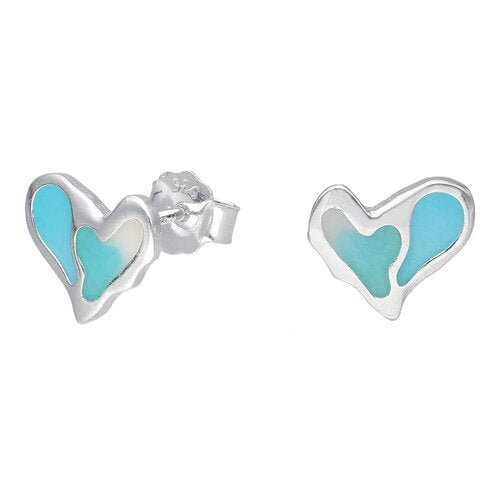 Aros de plata Corazón Celeste - Mi tienda en línea