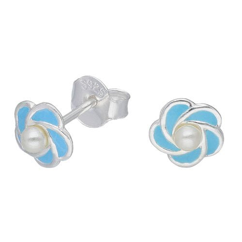 Aros de plata Flor Celeste - Mi tienda en línea