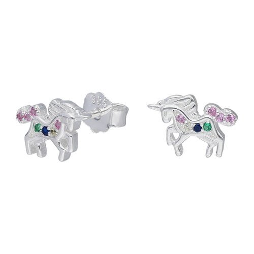 Aros de plata unicornio Circones Multicolor - Mi tienda en línea