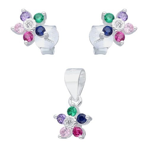 Conjunto de plata Flor Circones - Mi tienda en línea
