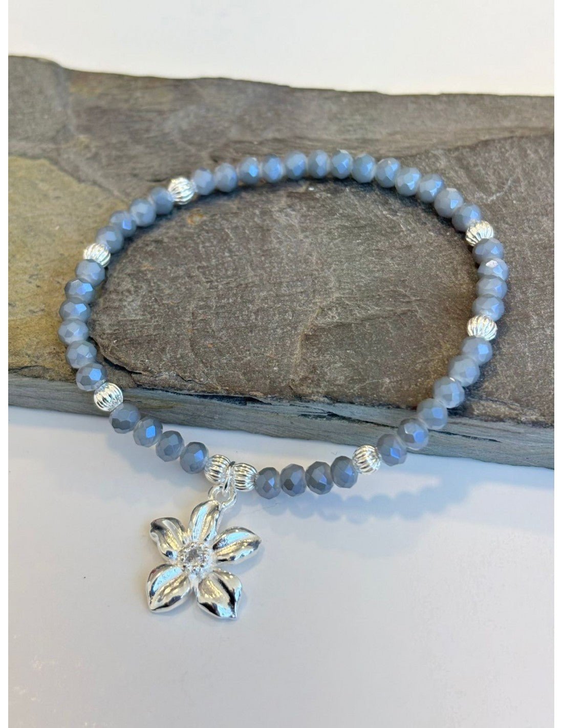 PULSERA BAÑADA EN PLATA CRISTALES CELESTES - Mi tienda en línea