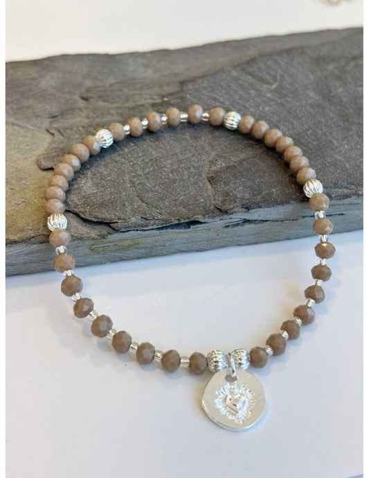 PULSERA BAÑADA EN PLATA CRISTALES GRIS - Mi tienda en línea